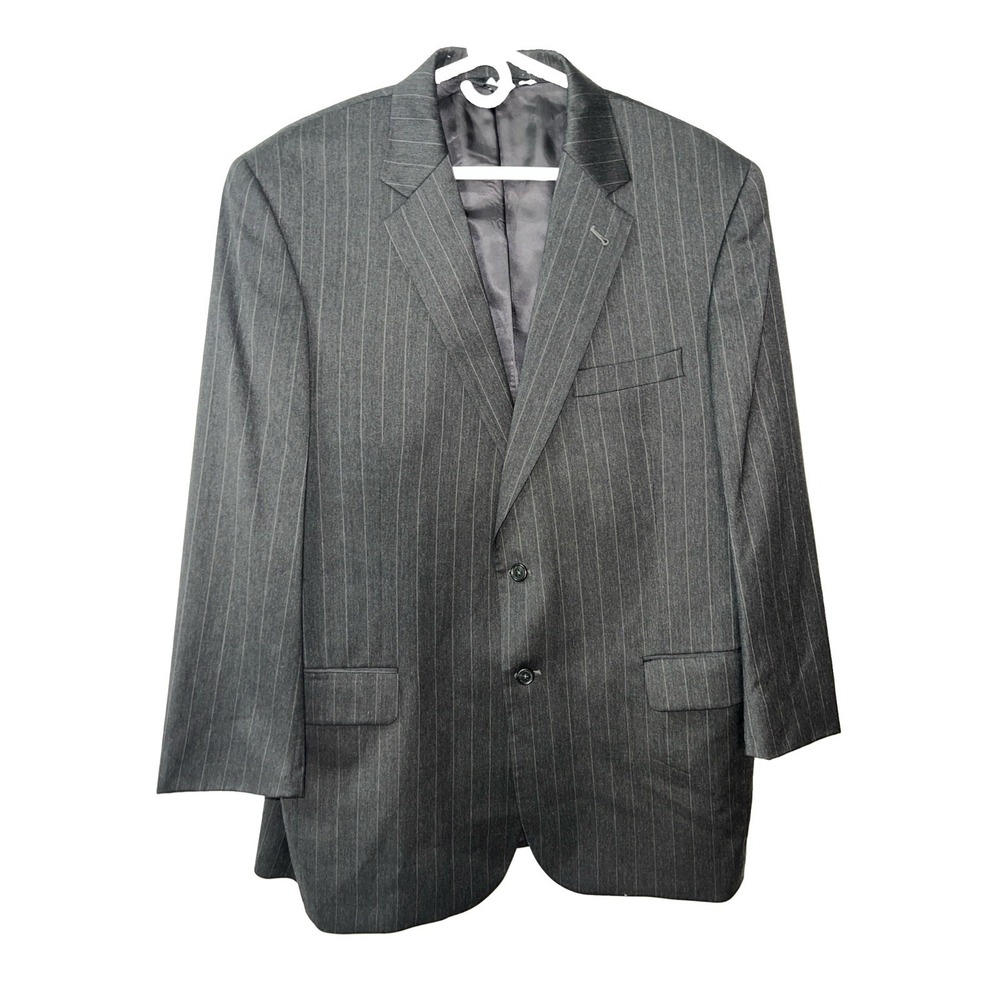 Jos. A. Bank Men's Black Wool Pinstripe Lined Pockets Blazer Jacket Size 44R